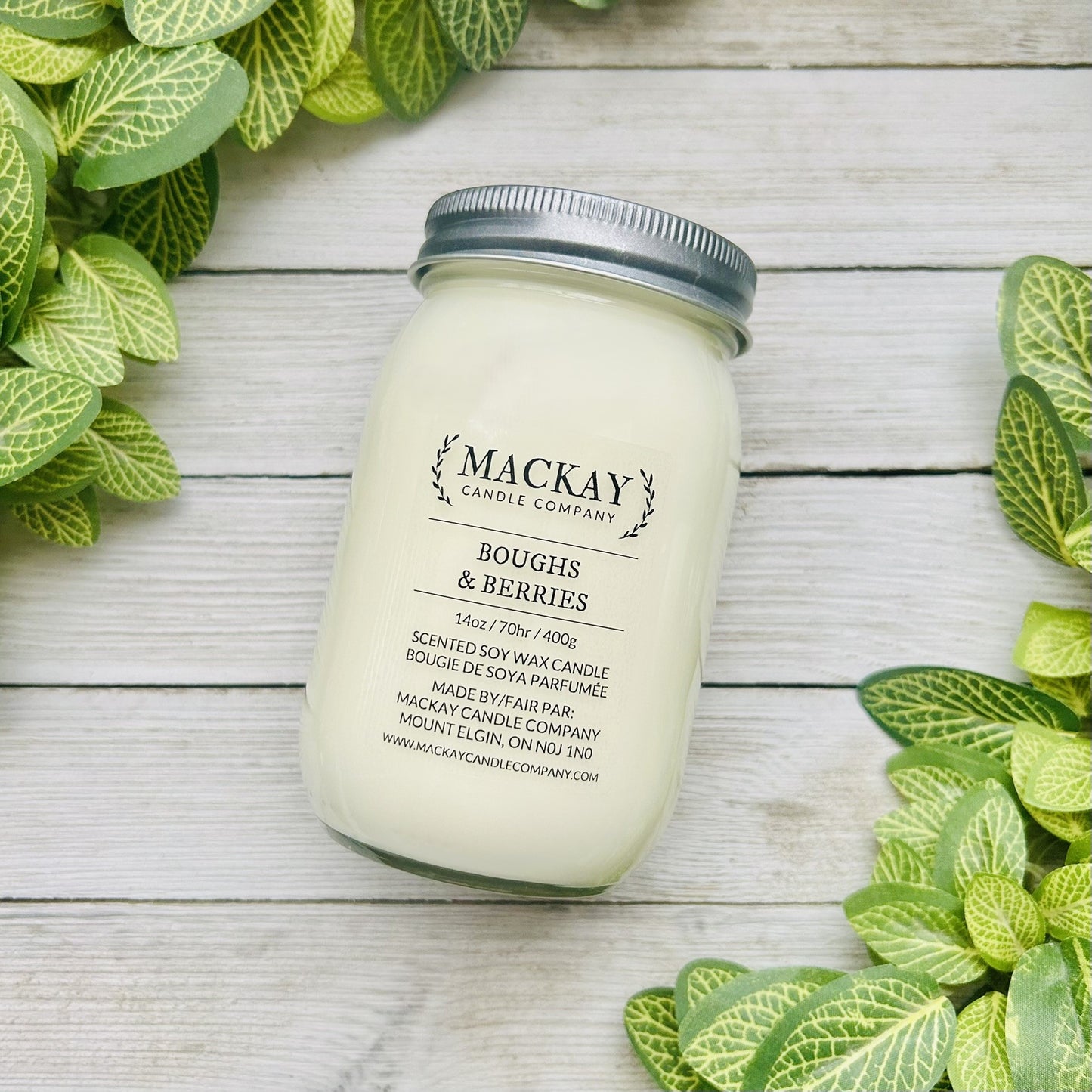 Boughs & Berries Large Mason Jar