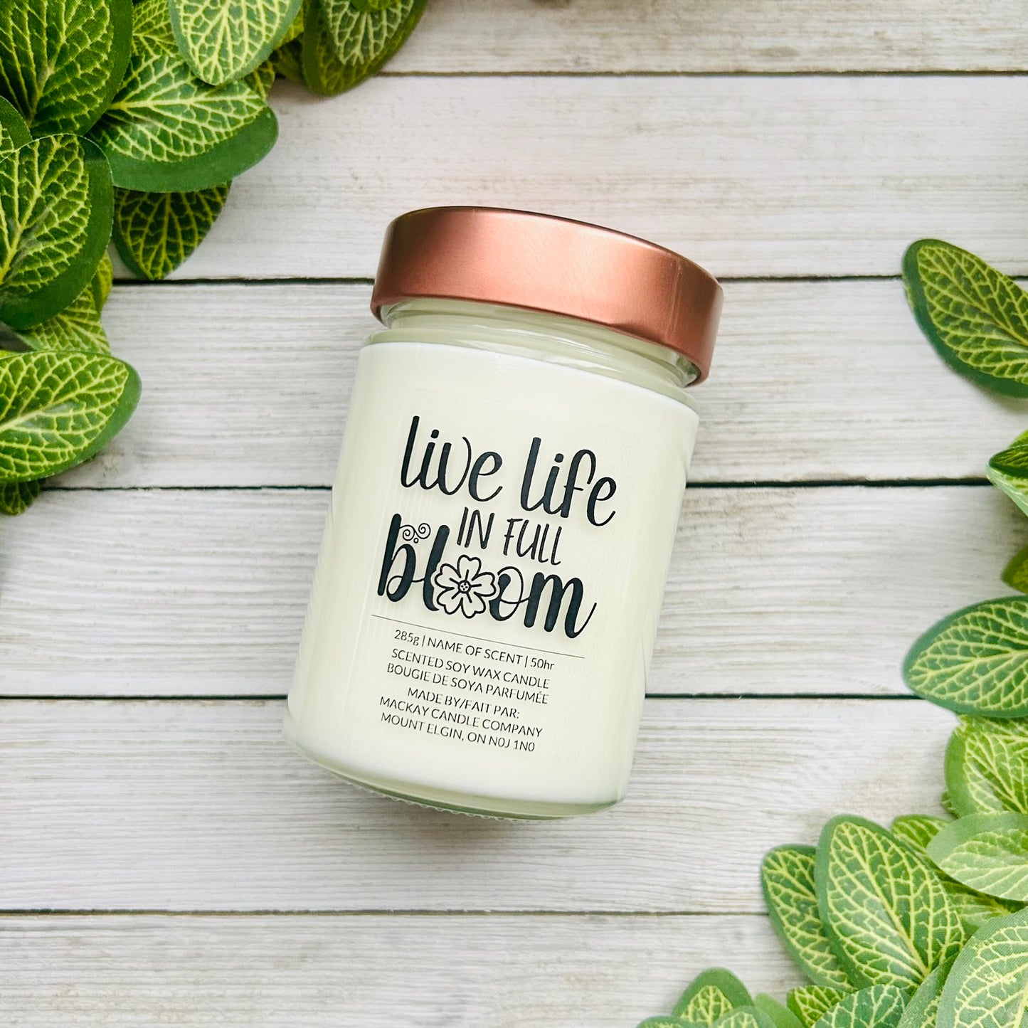 'live life IN FULL bloom' Saying Candle (Library Jar)