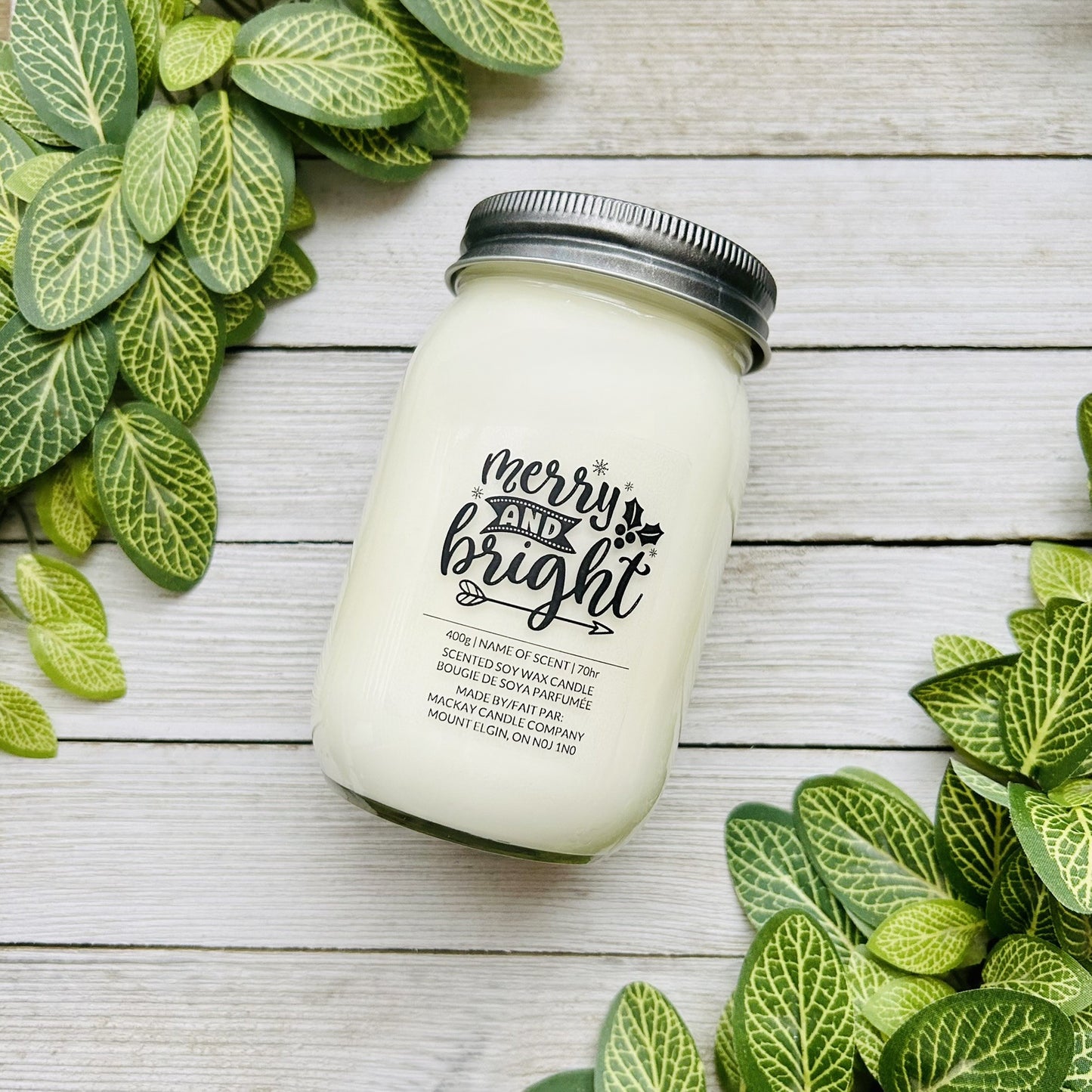 'Merry And Bright' Saying Candle (Mason Jar)