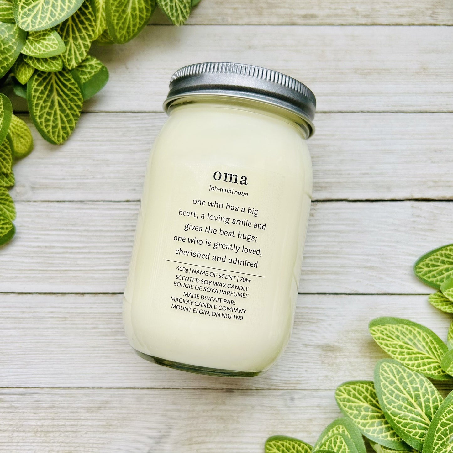 'oma' Definition Candle (Mason Jar)
