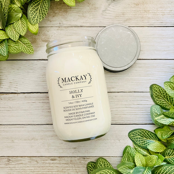 Holly & Ivy Large Mason Jar