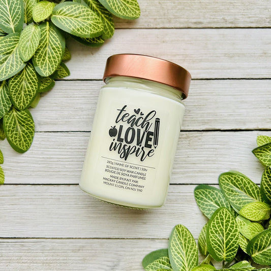 'Teach Love Inspire' Saying Candle (Library Jar)
