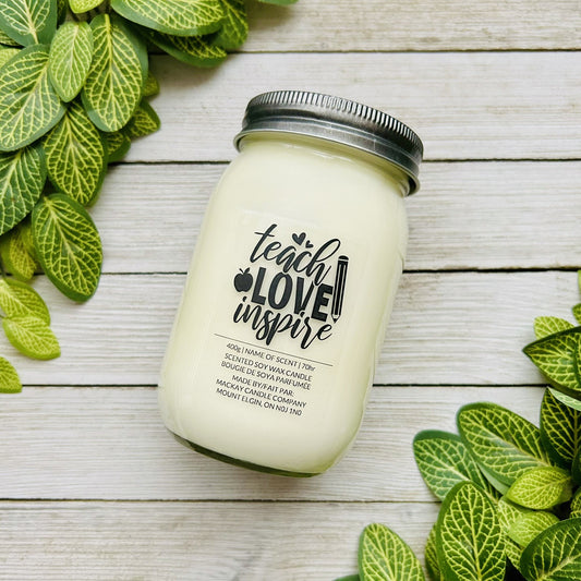 'Teach Love Inspire' Saying Candle (Mason Jar)