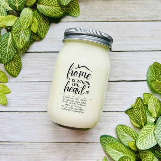 'Home Is Where The Heart Is' Saying Candle (Mason Jar)
