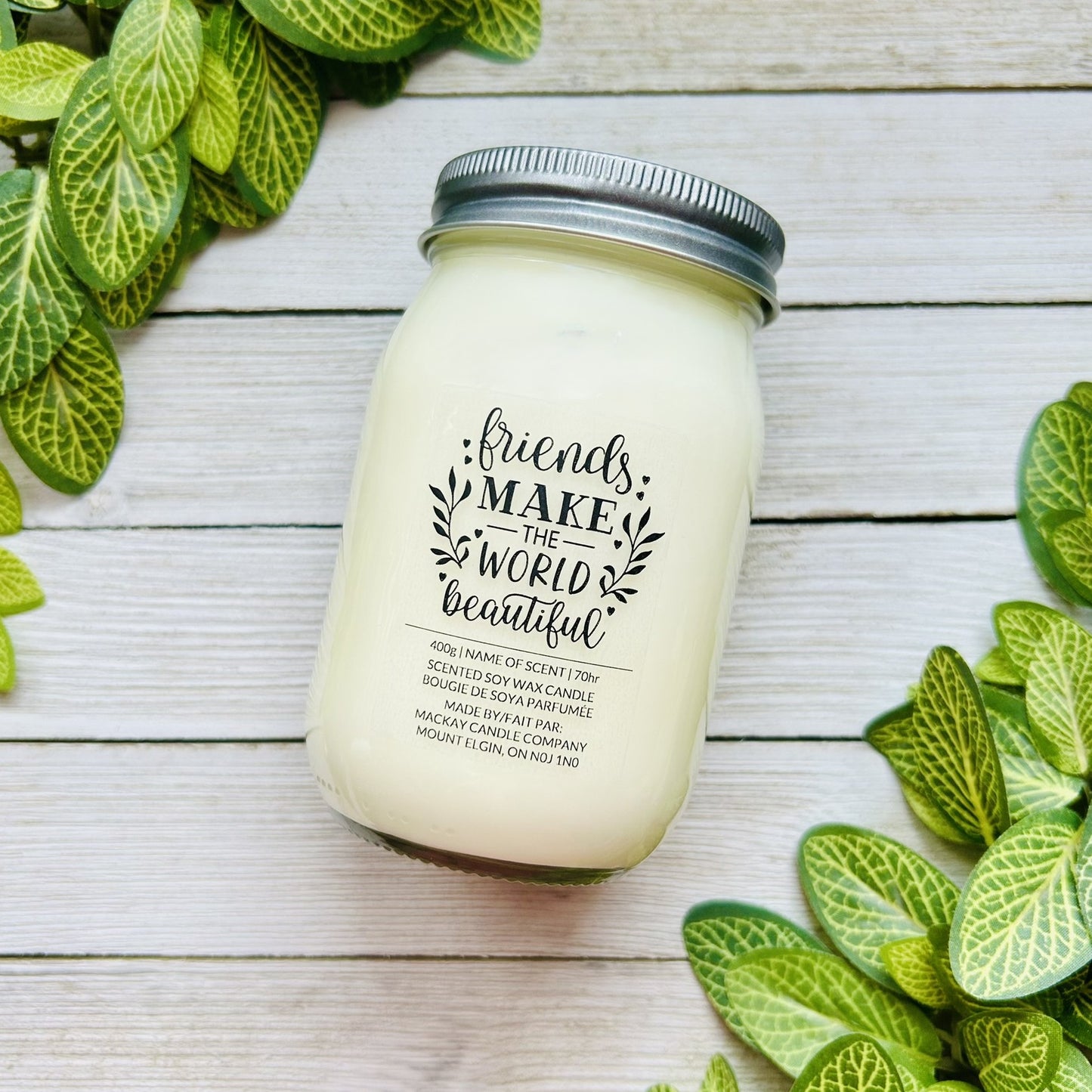 'Friends Make The World Beautiful' Saying Candle (Mason Jar)