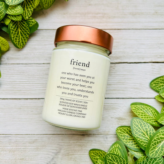'friend' Definition Candle (Library Jar)